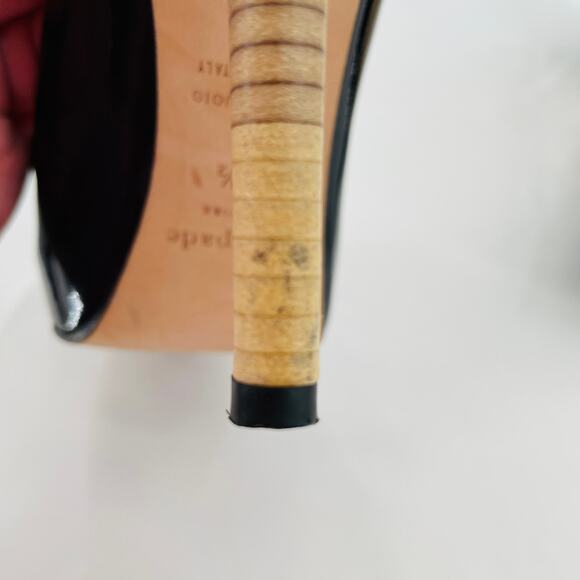 Kate Spade Black Patent Leather Classic Platform Party Sexy Stiletto Heel 8.5 - Picture 10 of 13